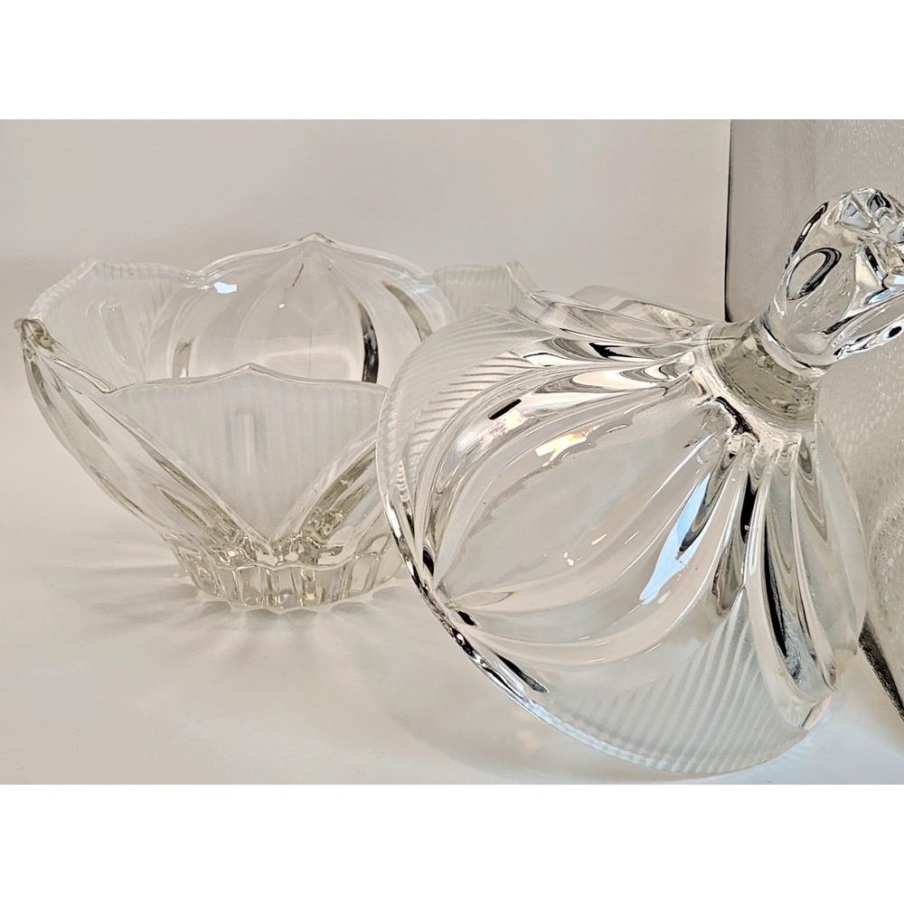 Crystal Clear/frosted Crystal Novellette II Pattern Lead Crystal‎ Candy Dish 9"